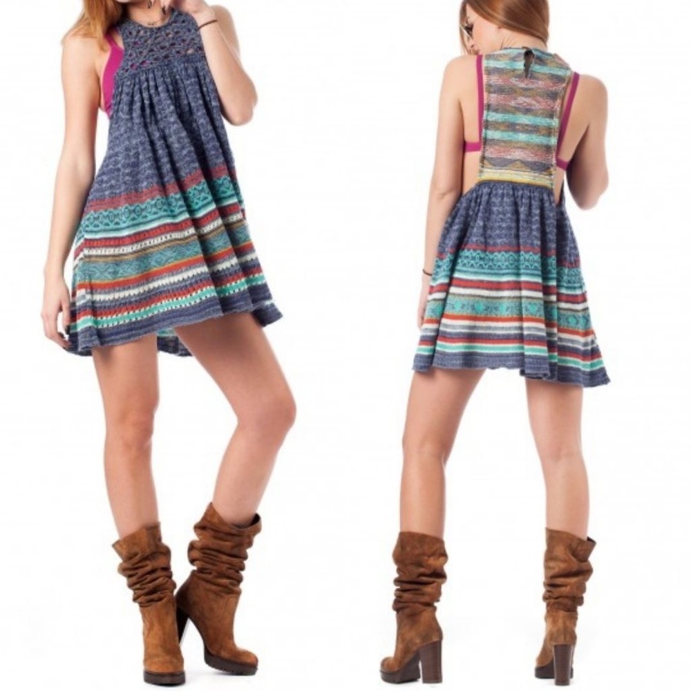 Free People Open Knit Blue Tunic Size XS - Picture 5 of 7